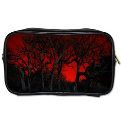 Dark Forest Jungle Plant Black Red Tree Toiletries Bag (two Sides) by uniart180623