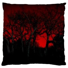 Dark Forest Jungle Plant Black Red Tree Large Cushion Case (one Side) by uniart180623