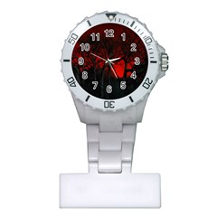 Dark Forest Jungle Plant Black Red Tree Plastic Nurses Watch by uniart180623