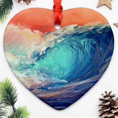 Artistic Wave Sea Heart Ornament (two Sides) by uniart180623