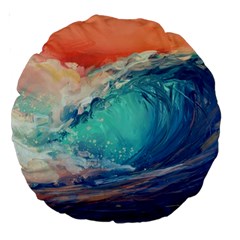 Artistic Wave Sea Large 18  Premium Round Cushions by uniart180623