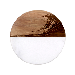 Artistic Wave Sea Classic Marble Wood Coaster (round)  by uniart180623