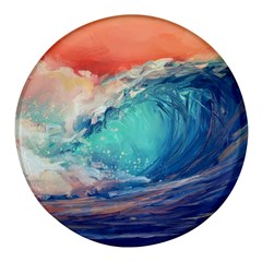 Artistic Wave Sea Round Glass Fridge Magnet (4 Pack) by uniart180623