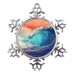 Artistic Wave Sea Metal Large Snowflake Ornament by uniart180623