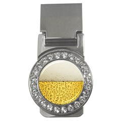 Texture Pattern Macro Glass Of Beer Foam White Yellow Art Money Clips (cz)  by uniart180623