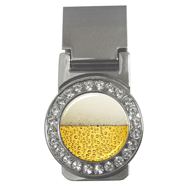 Texture Pattern Macro Glass Of Beer Foam White Yellow Art Money Clips (CZ) 