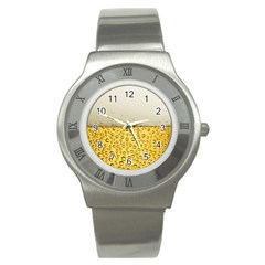 Texture Pattern Macro Glass Of Beer Foam White Yellow Art Stainless Steel Watch by uniart180623