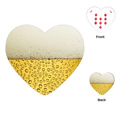 Texture Pattern Macro Glass Of Beer Foam White Yellow Art Playing Cards Single Design (heart) by uniart180623