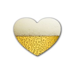 Texture Pattern Macro Glass Of Beer Foam White Yellow Art Rubber Coaster (heart) by uniart180623