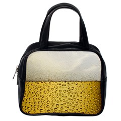 Texture Pattern Macro Glass Of Beer Foam White Yellow Art Classic Handbag (one Side) by uniart180623