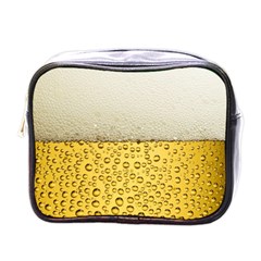 Texture Pattern Macro Glass Of Beer Foam White Yellow Art Mini Toiletries Bag (one Side) by uniart180623