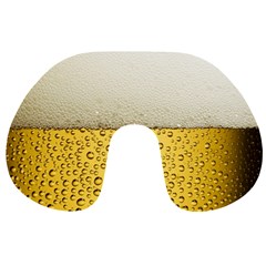 Texture Pattern Macro Glass Of Beer Foam White Yellow Art Travel Neck Pillow by uniart180623