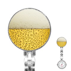 Texture Pattern Macro Glass Of Beer Foam White Yellow Art Stainless Steel Nurses Watch by uniart180623