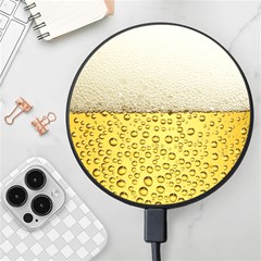 Texture Pattern Macro Glass Of Beer Foam White Yellow Art Wireless Fast Charger(black) by uniart180623