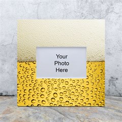 Texture Pattern Macro Glass Of Beer Foam White Yellow Art White Box Photo Frame 4  X 6  by uniart180623