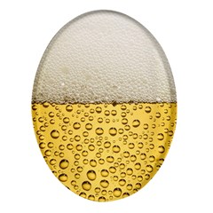 Texture Pattern Macro Glass Of Beer Foam White Yellow Art Oval Glass Fridge Magnet (4 Pack)