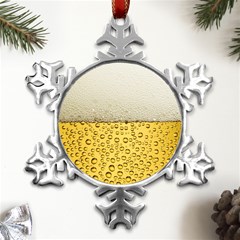 Texture Pattern Macro Glass Of Beer Foam White Yellow Art Metal Small Snowflake Ornament