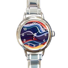 Wave Of Abstract Colors Round Italian Charm Watch by uniart180623