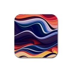 Wave Of Abstract Colors Rubber Square Coaster (4 Pack) by uniart180623