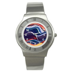 Wave Of Abstract Colors Stainless Steel Watch by uniart180623