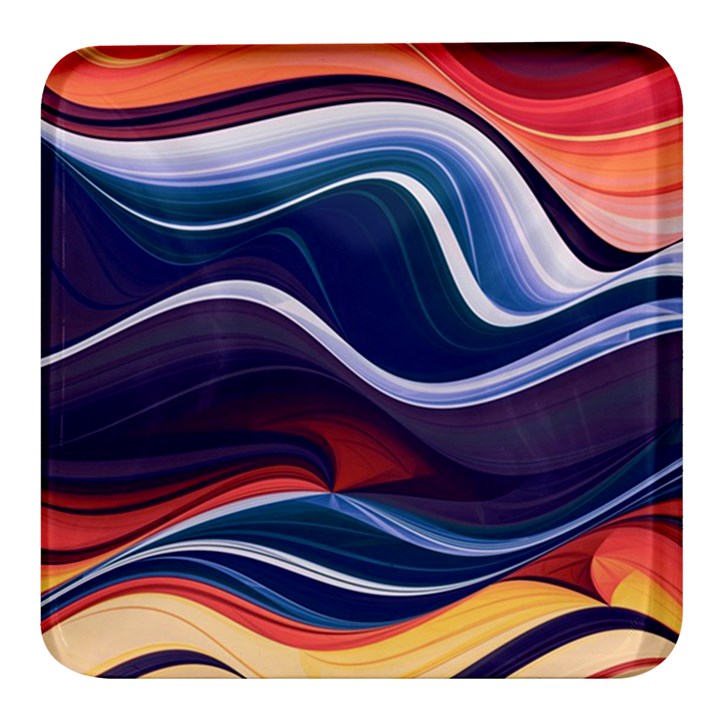 Wave Of Abstract Colors Square Glass Fridge Magnet (4 pack)