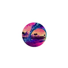 Retro Wave Ocean 1  Mini Buttons