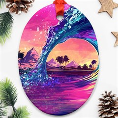 Retro Wave Ocean Ornament (Oval)