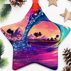 Retro Wave Ocean Ornament (Star)