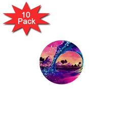 Retro Wave Ocean 1  Mini Buttons (10 pack) 