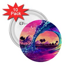 Retro Wave Ocean 2 25  Buttons (10 Pack)  by uniart180623