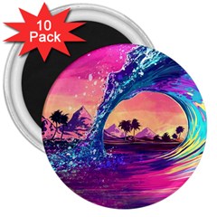 Retro Wave Ocean 3  Magnets (10 pack) 