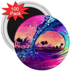 Retro Wave Ocean 3  Magnets (100 pack)