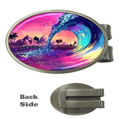 Retro Wave Ocean Money Clips (Oval) 