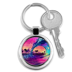 Retro Wave Ocean Key Chain (Round)