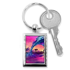 Retro Wave Ocean Key Chain (Rectangle)