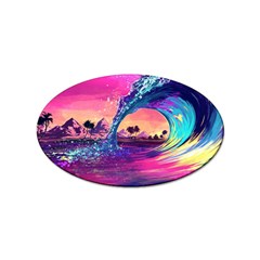 Retro Wave Ocean Sticker (oval) by uniart180623