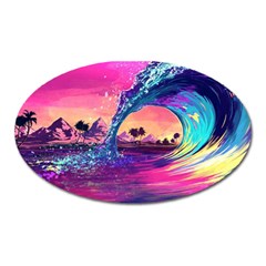 Retro Wave Ocean Oval Magnet