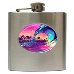 Retro Wave Ocean Hip Flask (6 oz)