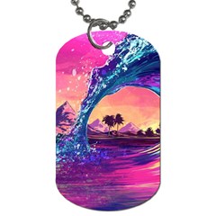 Retro Wave Ocean Dog Tag (Two Sides)