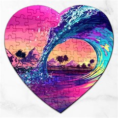 Retro Wave Ocean Jigsaw Puzzle (Heart)