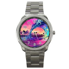 Retro Wave Ocean Sport Metal Watch