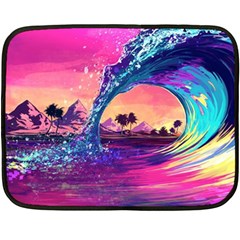 Retro Wave Ocean Two Sides Fleece Blanket (Mini)