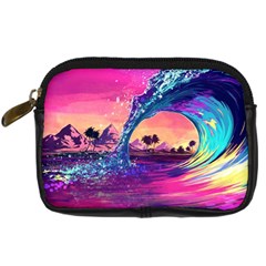 Retro Wave Ocean Digital Camera Leather Case by uniart180623