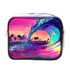 Retro Wave Ocean Mini Toiletries Bag (One Side)