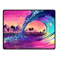 Retro Wave Ocean Fleece Blanket (small) by uniart180623