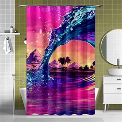 Retro Wave Ocean Shower Curtain 48  x 72  (Small) 