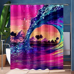 Retro Wave Ocean Shower Curtain 60  x 72  (Medium) 