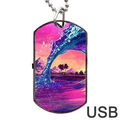 Retro Wave Ocean Dog Tag USB Flash (Two Sides)