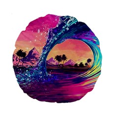 Retro Wave Ocean Standard 15  Premium Round Cushions