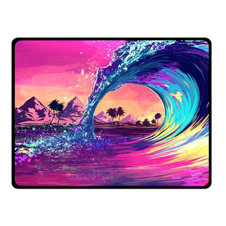 Retro Wave Ocean Two Sides Fleece Blanket (Small)